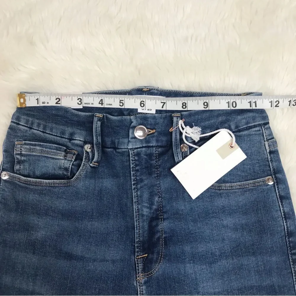 GOOD AMERICAN Good Waist Crop Skinny Jean High Rise‎ Raw Hem Size 0 25 New